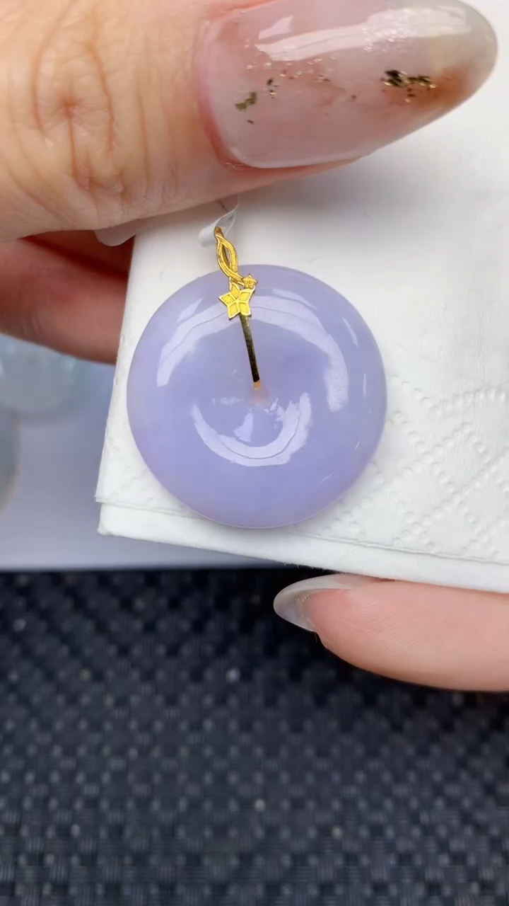 颈饰18K金镶嵌翡翠天然缅甸翡翠a货百元以上9元证书费自理