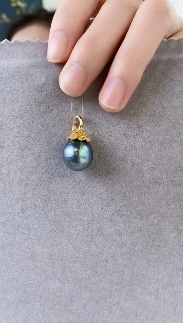 海水珍珠银S925镶嵌吊坠(不含链)13-14大溪地黑珍珠戒指