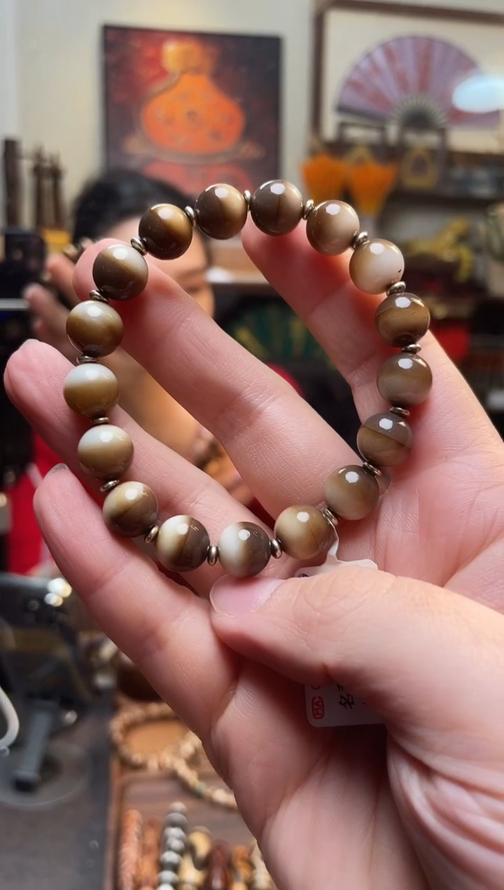 【闪购商品】白玉菩提吊坠0213-29黑金嫩色聚宝盆手串