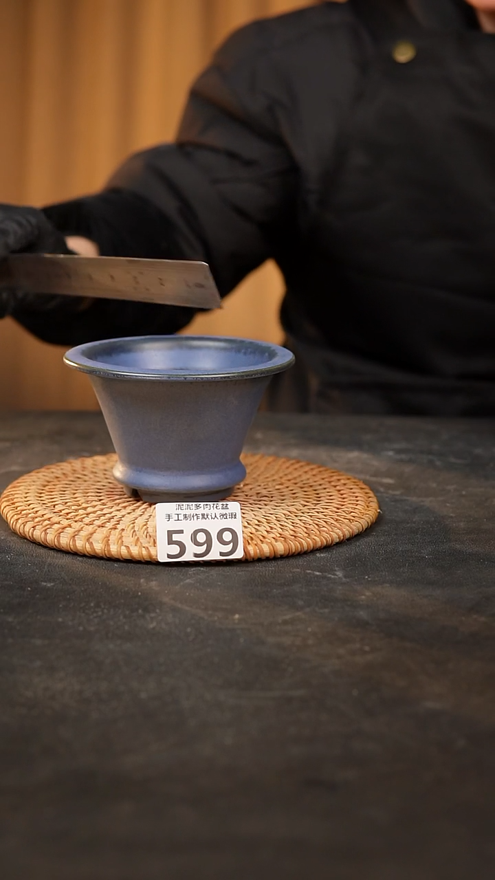 【闪购商品】瓷片599泥泥手工花盆口10高7