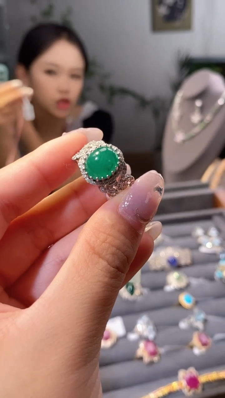 未镶嵌耳饰祖母绿天然祖母绿戒指