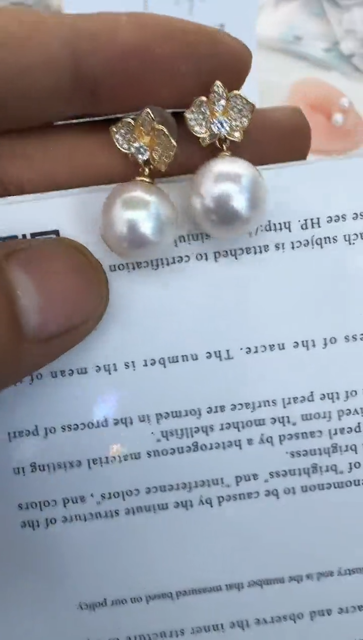 银S925镶嵌淡水珍珠耳饰耳钉