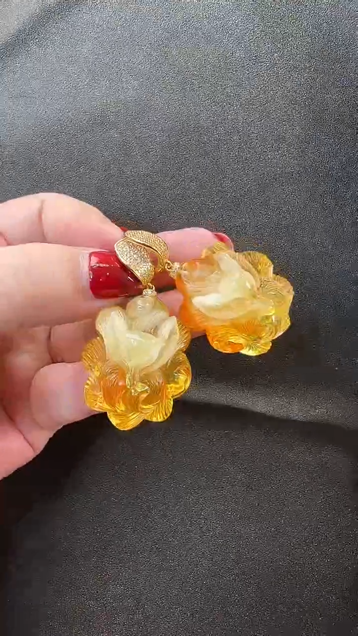 未镶嵌琥珀耳饰耳环