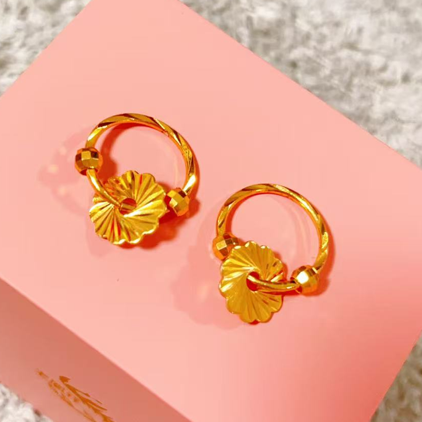 铜合金耳饰 【直播专享】金色耳环女气质太阳花时尚圆圈辣妹精致