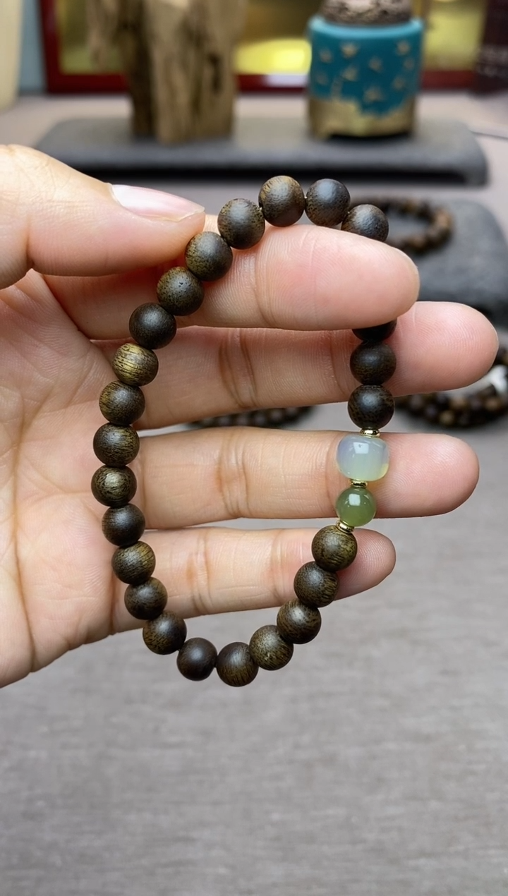 【闪购商品】沉香手串芽庄白棋老料沉水06单圈设计