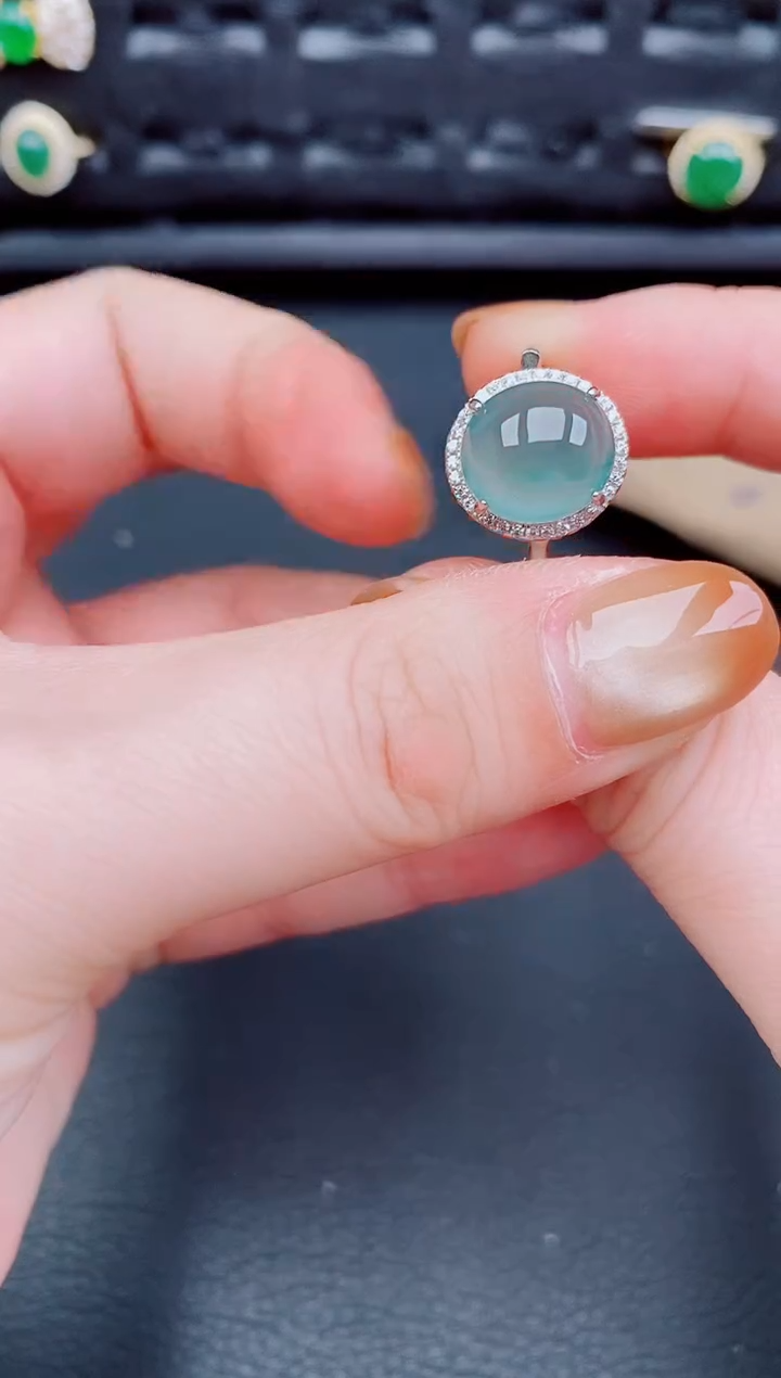 【闪购商品】翡翠戒指银S925镶嵌天然a货翡翠312