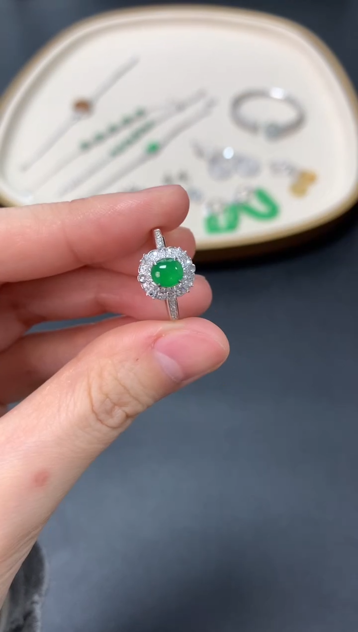 【闪购商品】翡翠戒指18K金镶嵌戒指3980