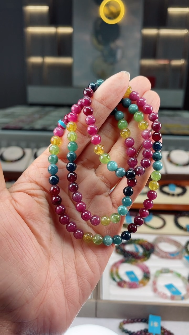 【闪购商品】碧玺三圈手串未镶嵌（多样性发一条）Q