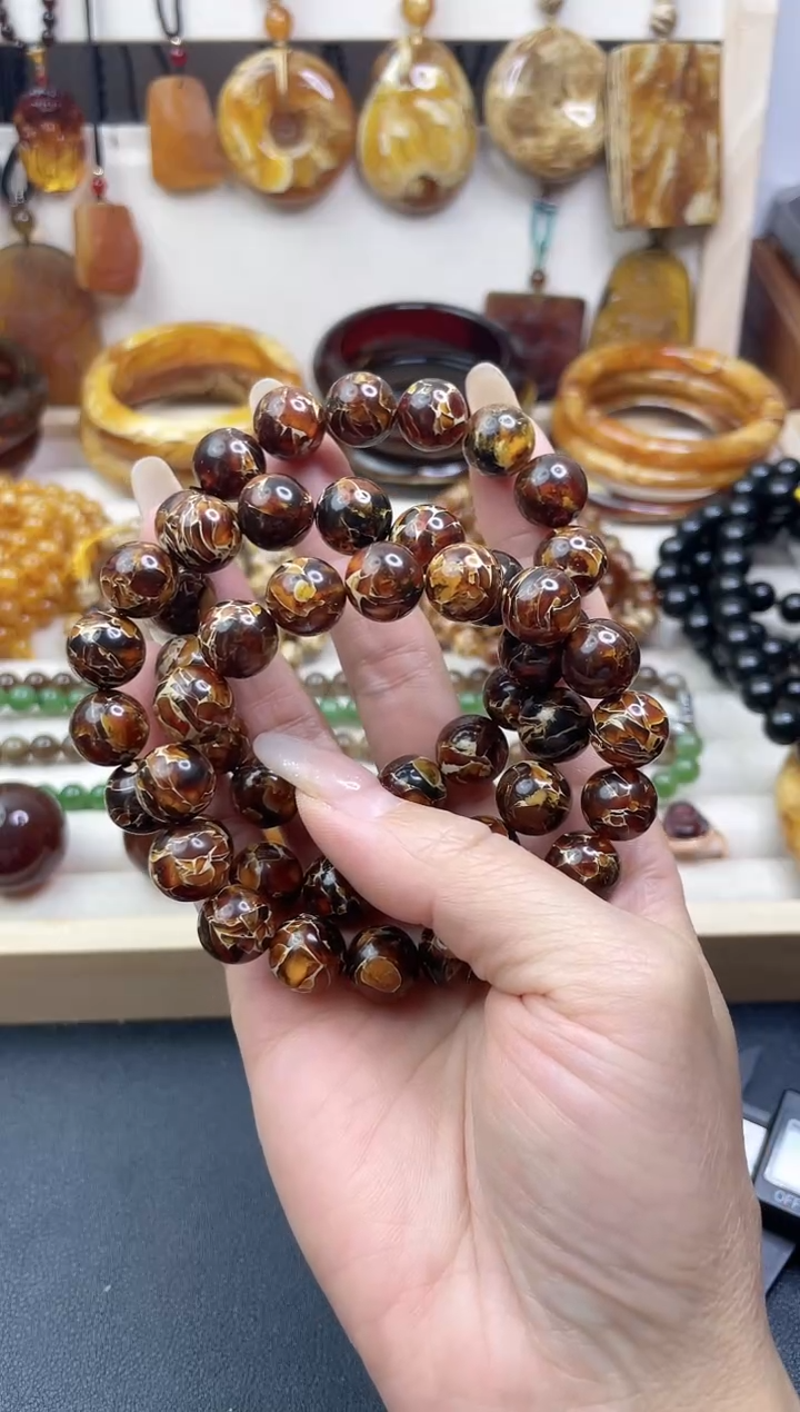 未镶嵌琥珀裸石黑花蜡卡11-12多样性发货