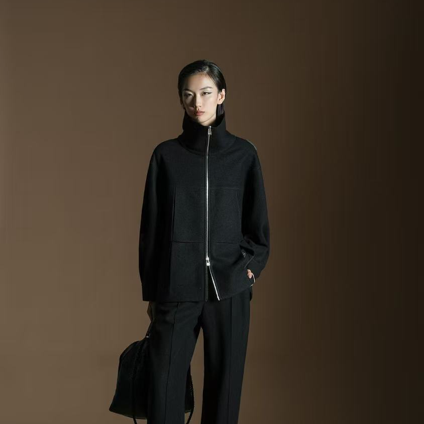 U/TI【MILIXU买手款】全羊毛立体裁剪酷帅运动风显瘦冬季拉链外套