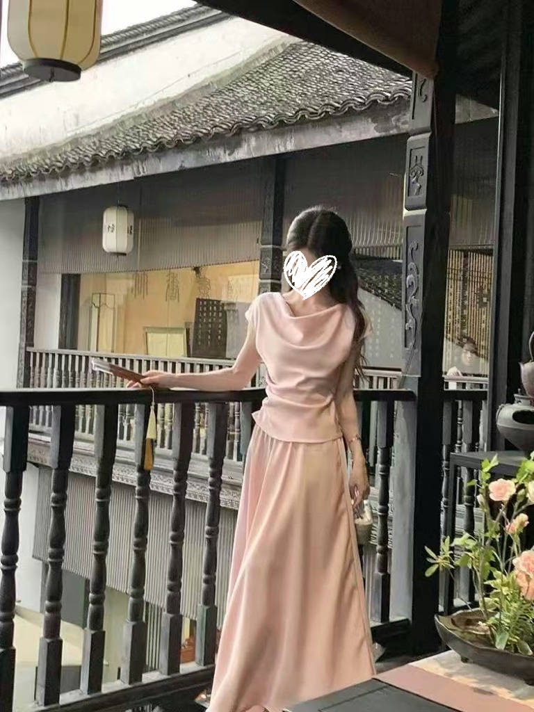 【灼灼桃花】温柔缎面高级感套装 2025夏季新款