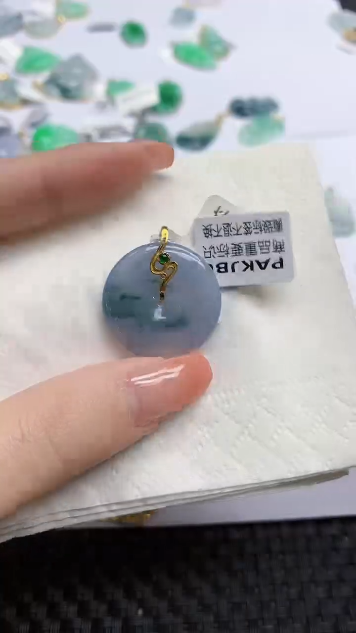 【闪购商品】翡翠颈饰18K金镶嵌天然翡翠A货