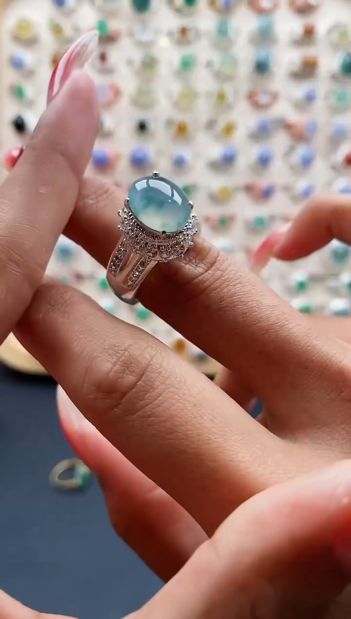 【闪购商品】翡翠戒指未镶嵌缅甸天然A货翡翠555 5+7