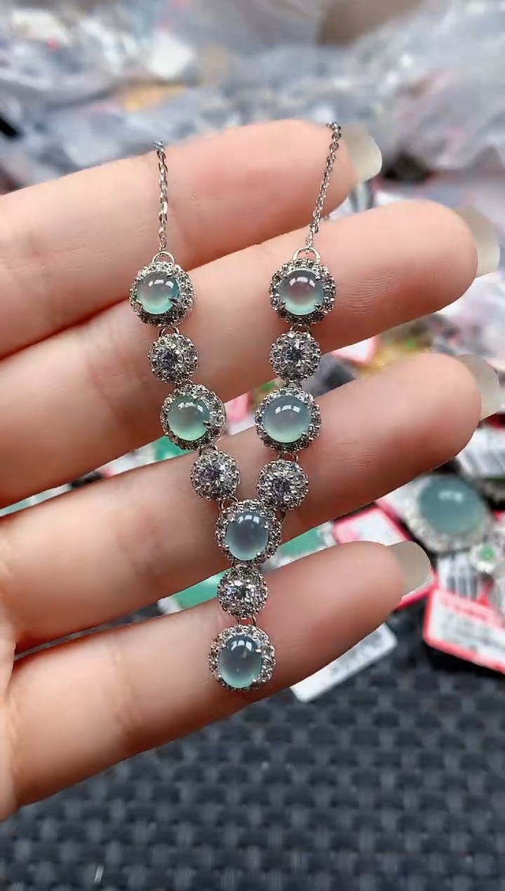 银S925镶嵌戒指翡翠天然A货缅甸翡翠