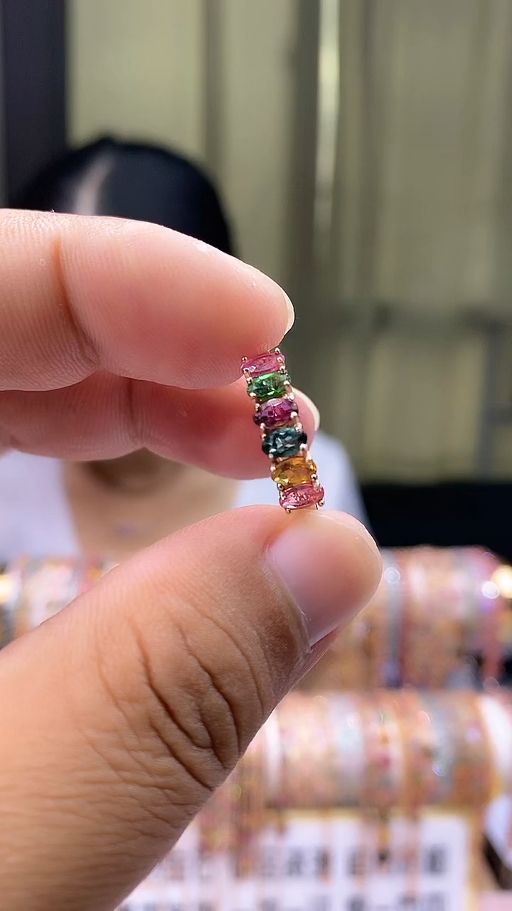 戒指银S925镶嵌碧玺345354354354354