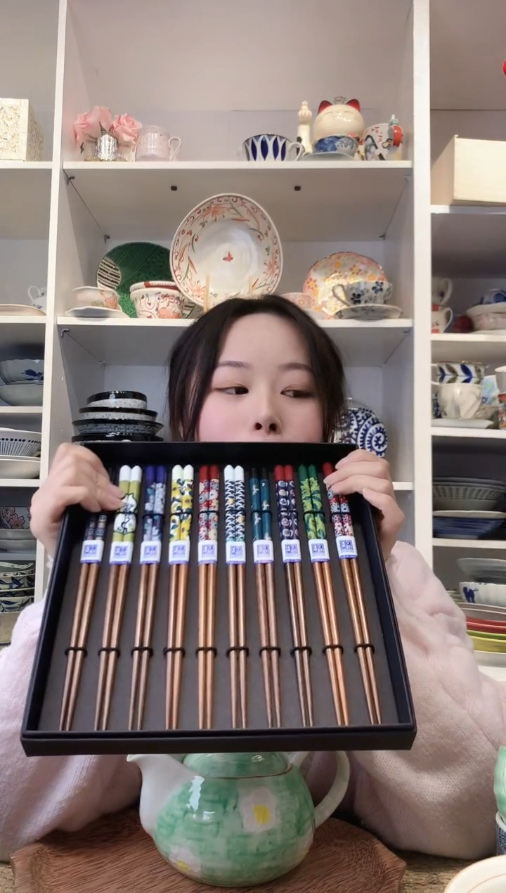 陶瓷日本进口九谷烧筷子十双礼盒装