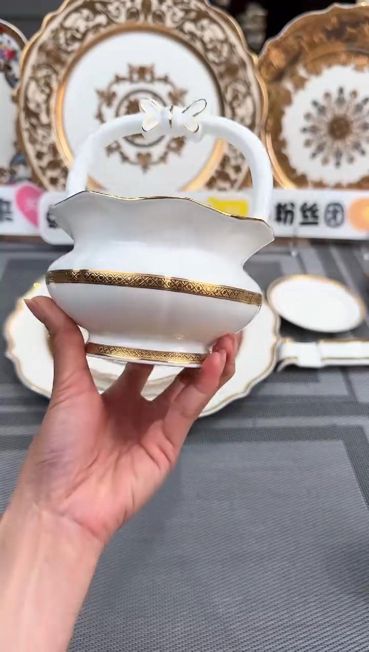 【闪购商品】瓷片白日金绣；花篮福利价正品