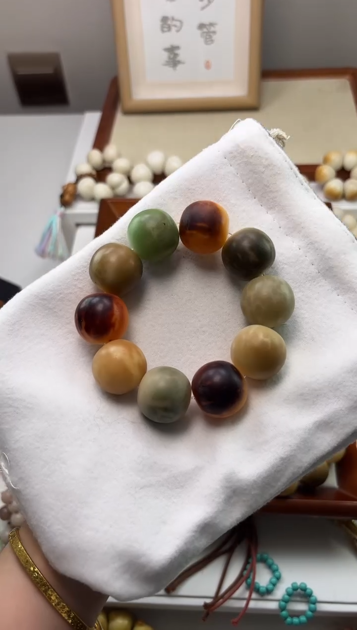 手串菩提根/象牙果我****?沐b31干磨苹果23mm手串瑕疵不补
