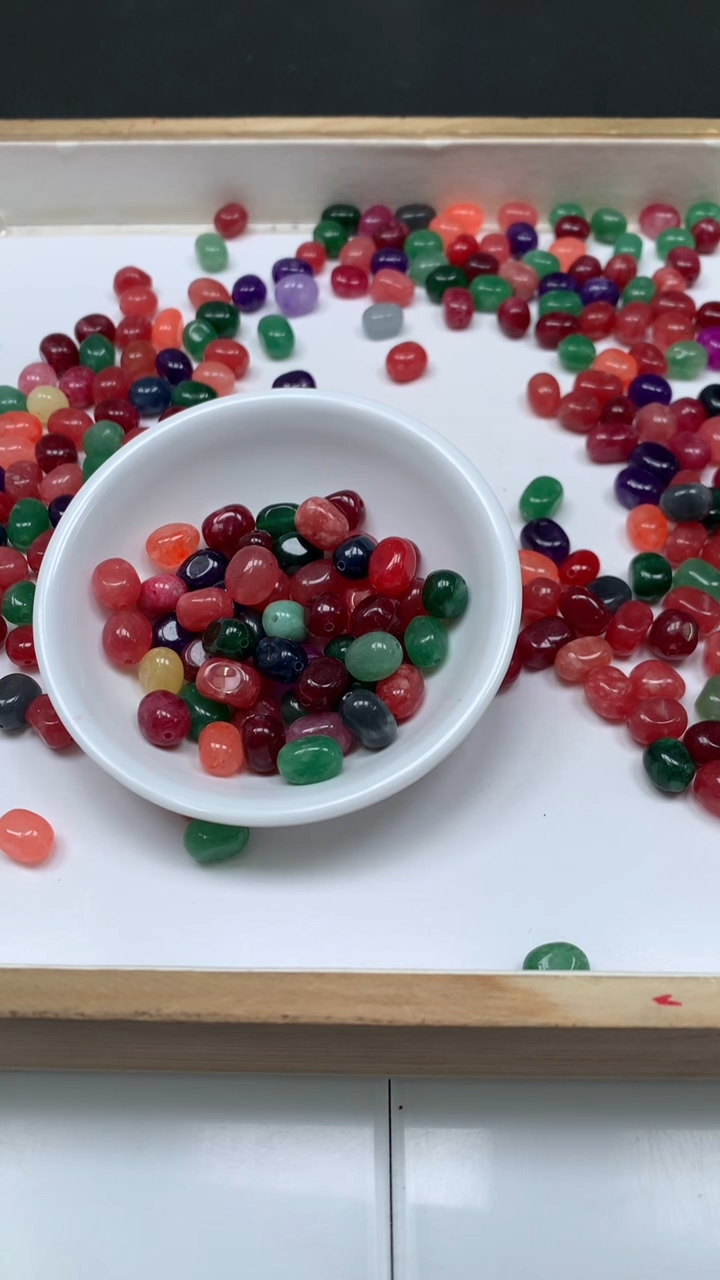 未镶嵌散珠碧玺E664 七彩碧玺随型8*12mm10个5元