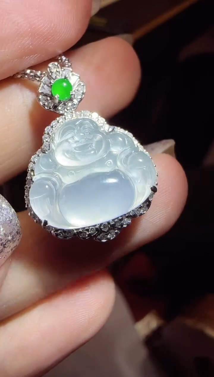 【闪购商品】翡翠吊坠(不含链)18K金镶嵌佛公