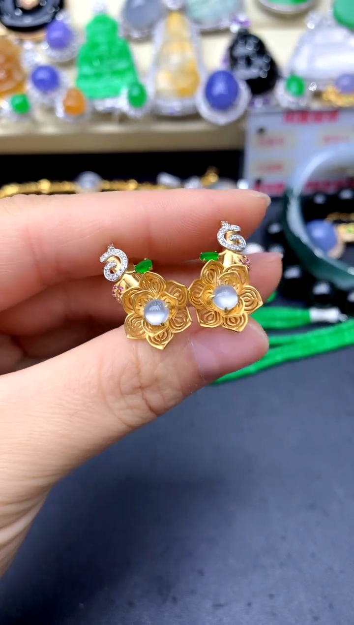 18K金镶嵌翡翠耳饰303 -中国好珍宝