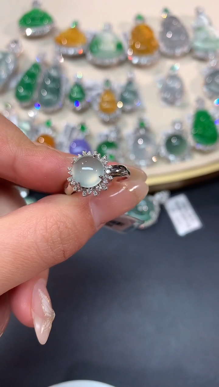 【闪购商品】翡翠戒指18K金镶嵌A71|5800