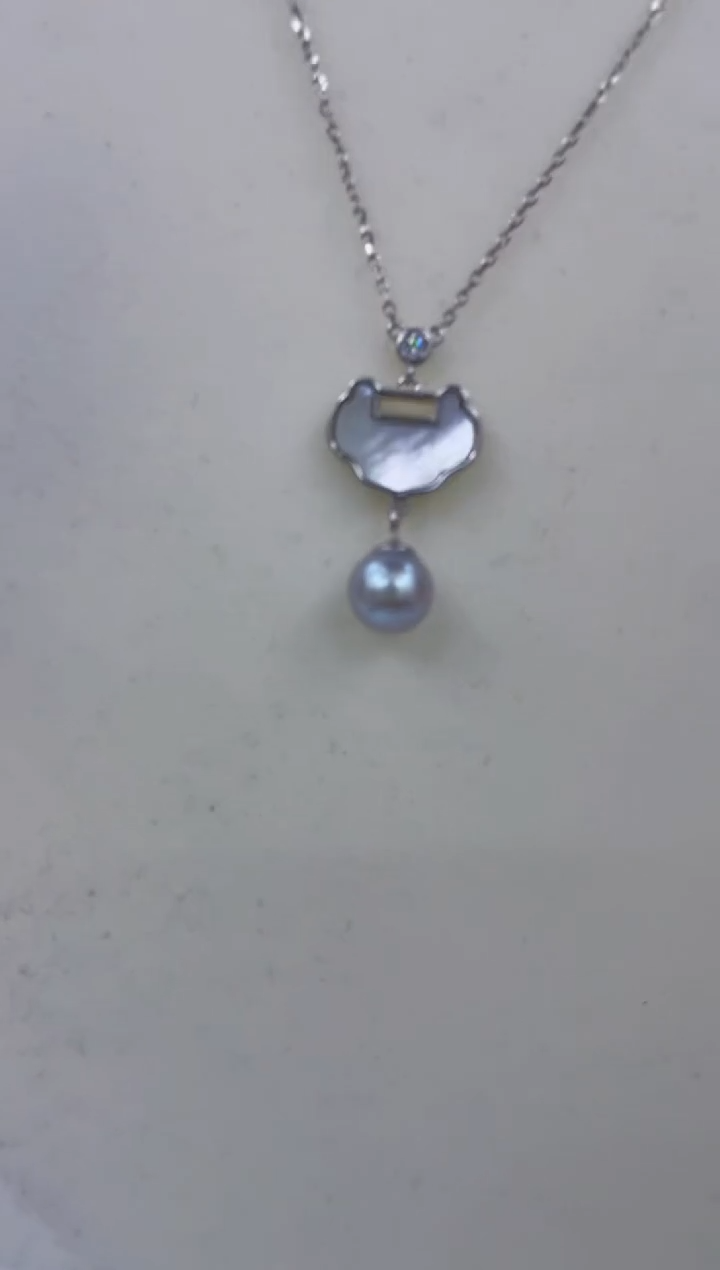 颈饰银S925镶嵌海水珍珠  