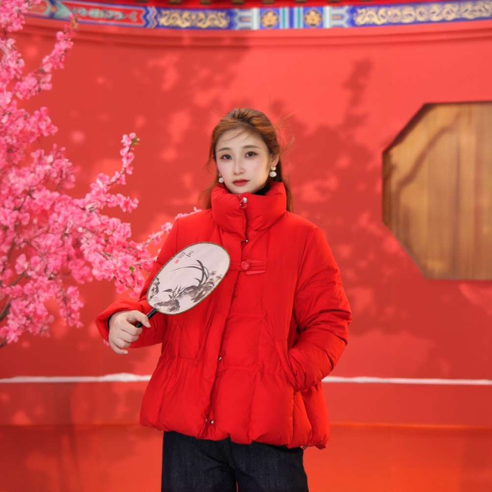 【星星专属】国风新中式90白鸭盘扣简约宽松羽绒服加厚时尚冬季立领