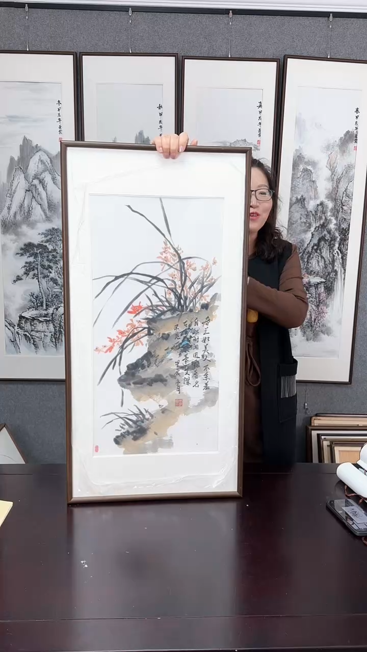 【闪购商品】国画兰花实木装裱