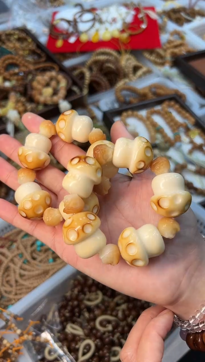 手串菩提根/象牙果卡26mm左右 蘑菇设计款 手捻