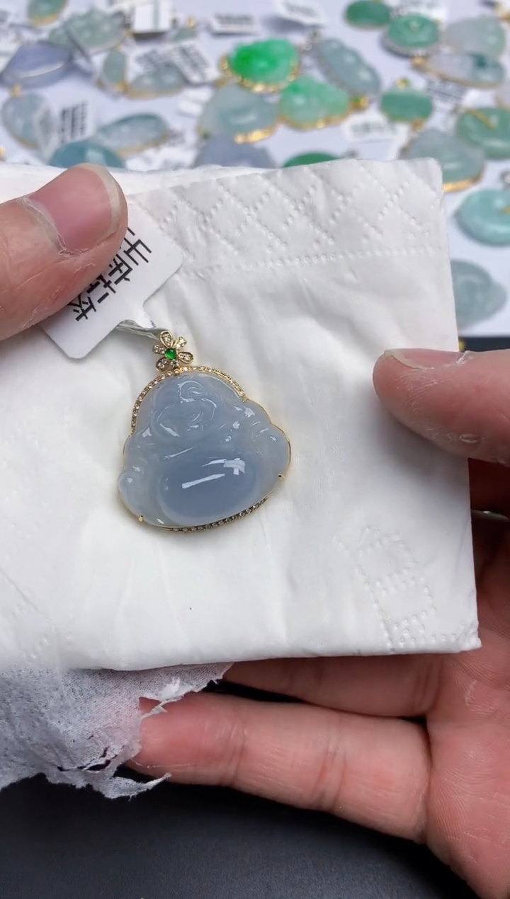 【闪购商品】翡翠颈饰18K金镶嵌天然缅甸翡翠A货