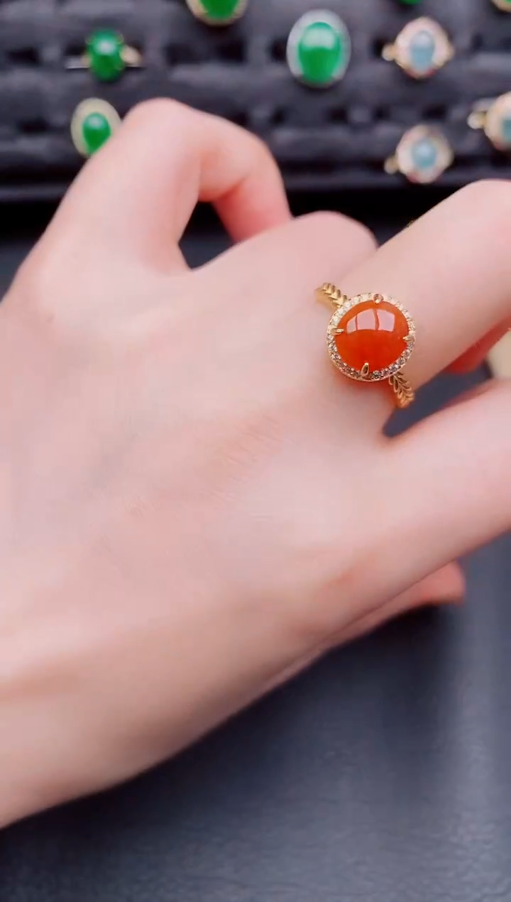 【闪购商品】翡翠戒指银S925镶嵌天然a货翡翠340