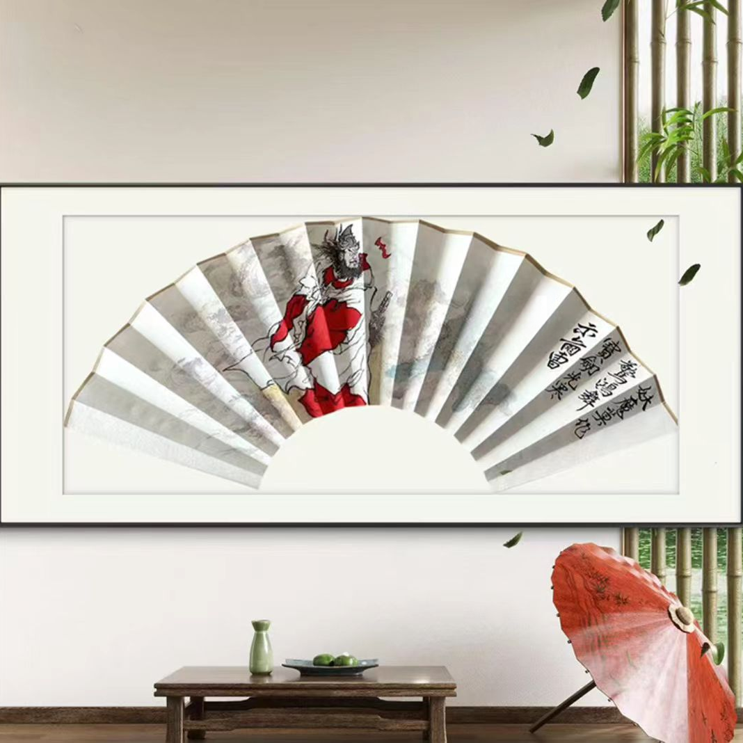 【手绘秘彩描金】苏瑾扇面——《钟馗降魔》