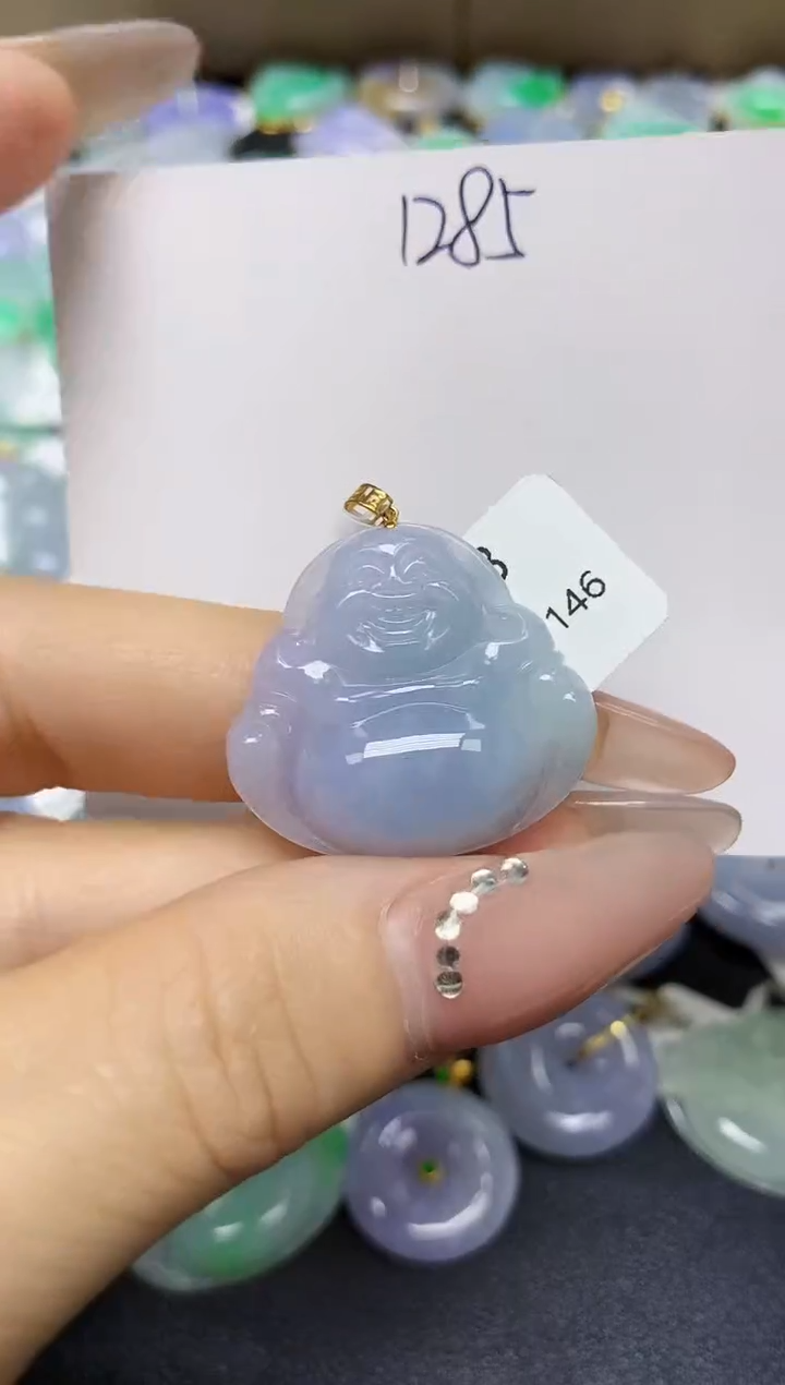 翡翠18K金镶嵌颈饰 天然缅甸翡翠A货