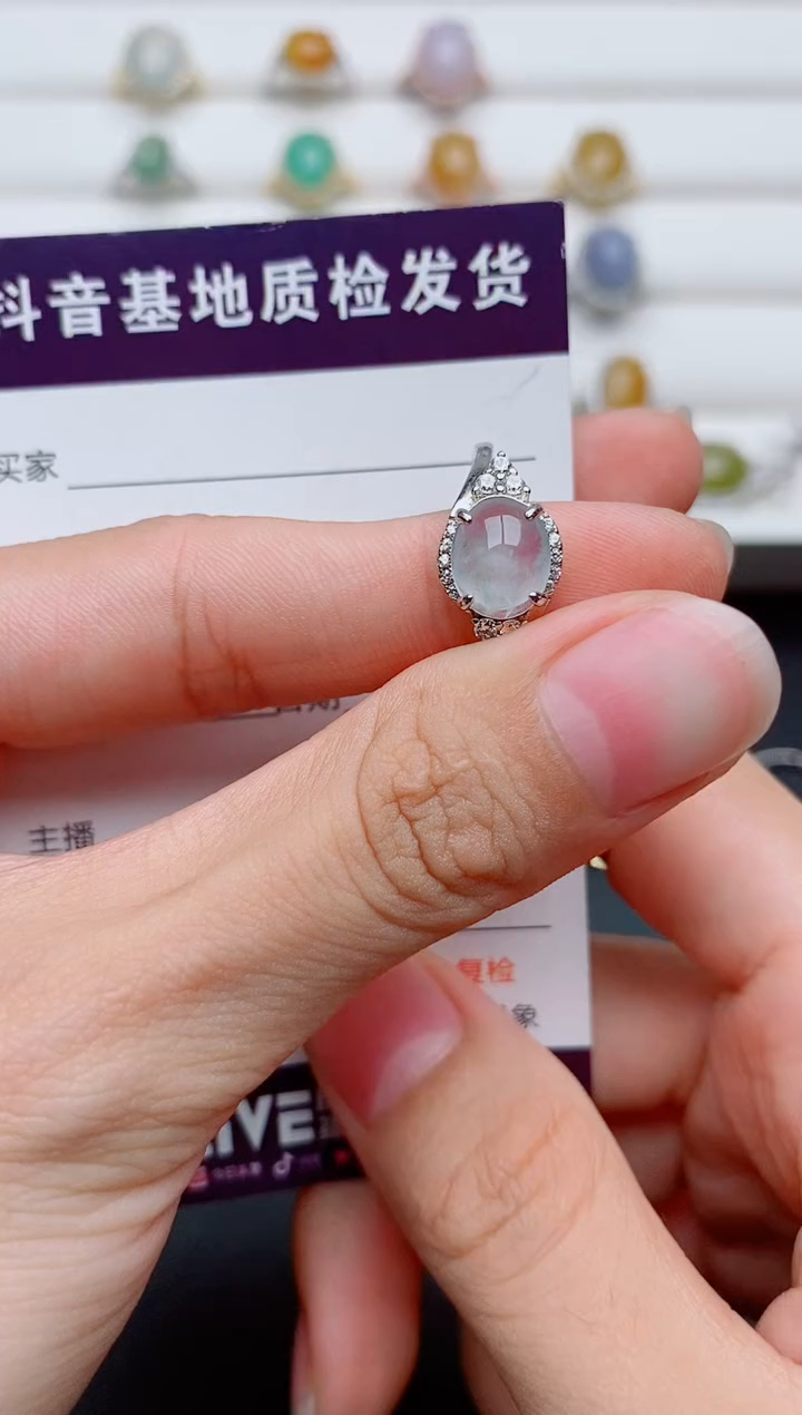 银S925镶嵌戒指翡翠1
