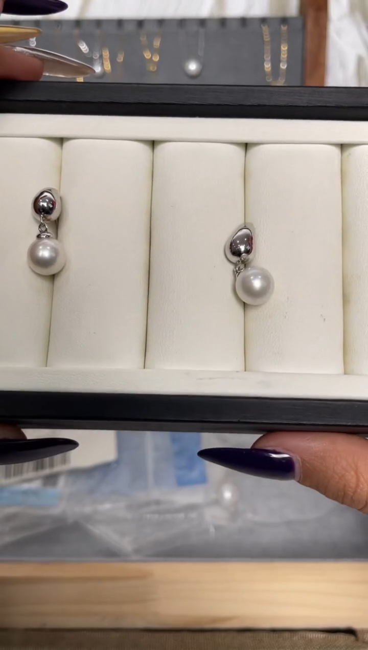 【闪购商品】海水珍珠耳饰银S925镶嵌澳白