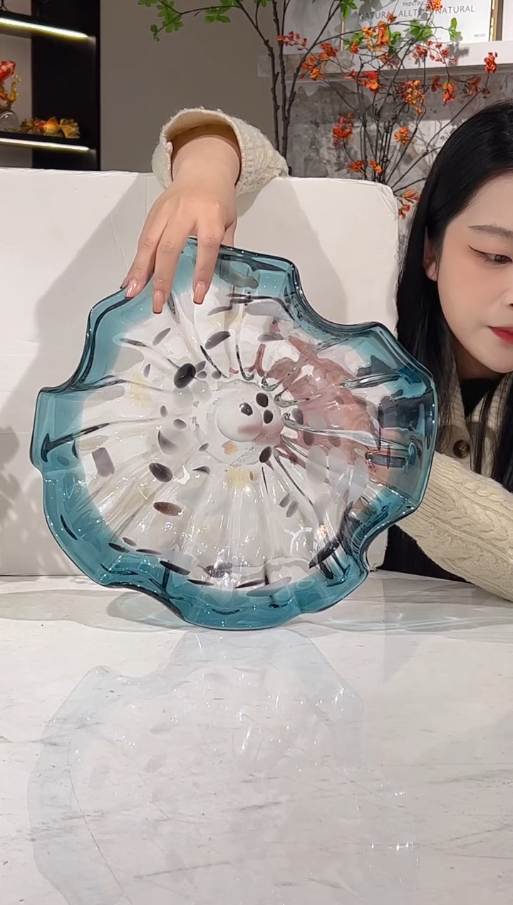 【闪购商品】琉璃蓝色荷叶小果盘