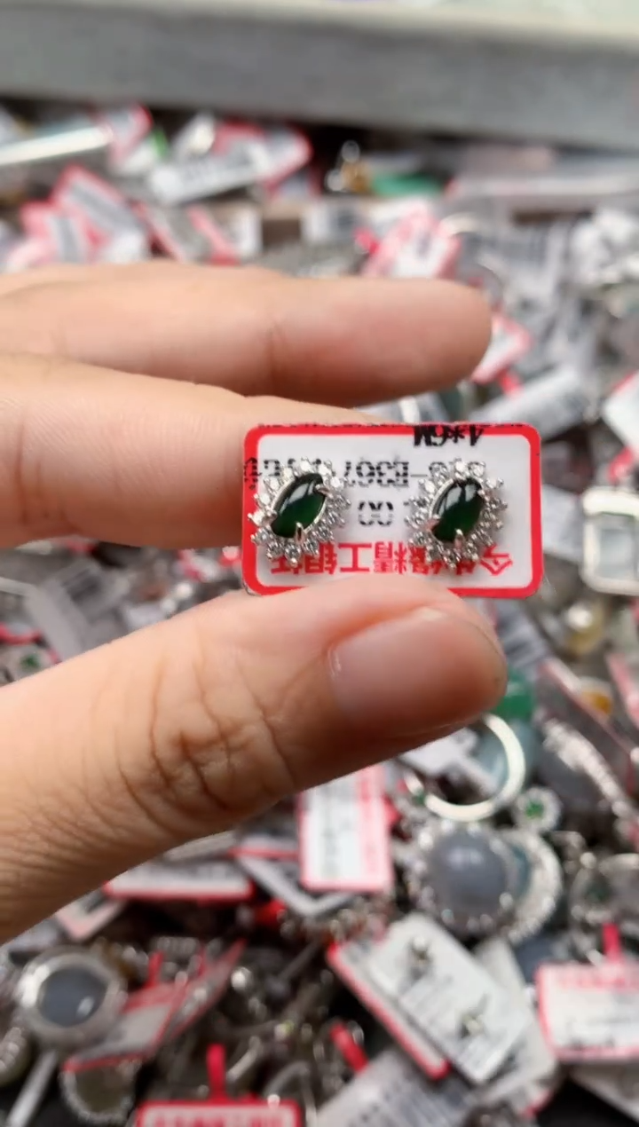 银S925镶嵌戒指翡翠天然A货缅甸翡翠