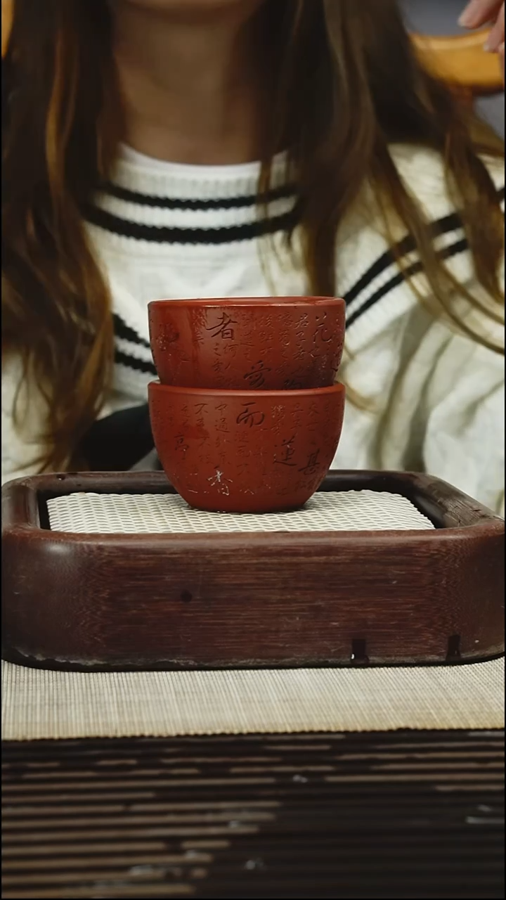 茶壶紫砂爱莲说杯2只