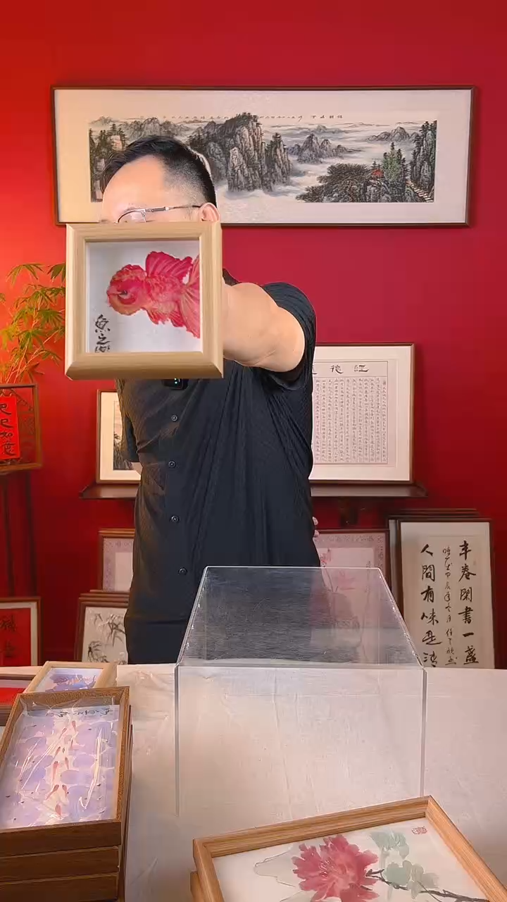 【闪购商品】国画金鱼小摆件12*12国画