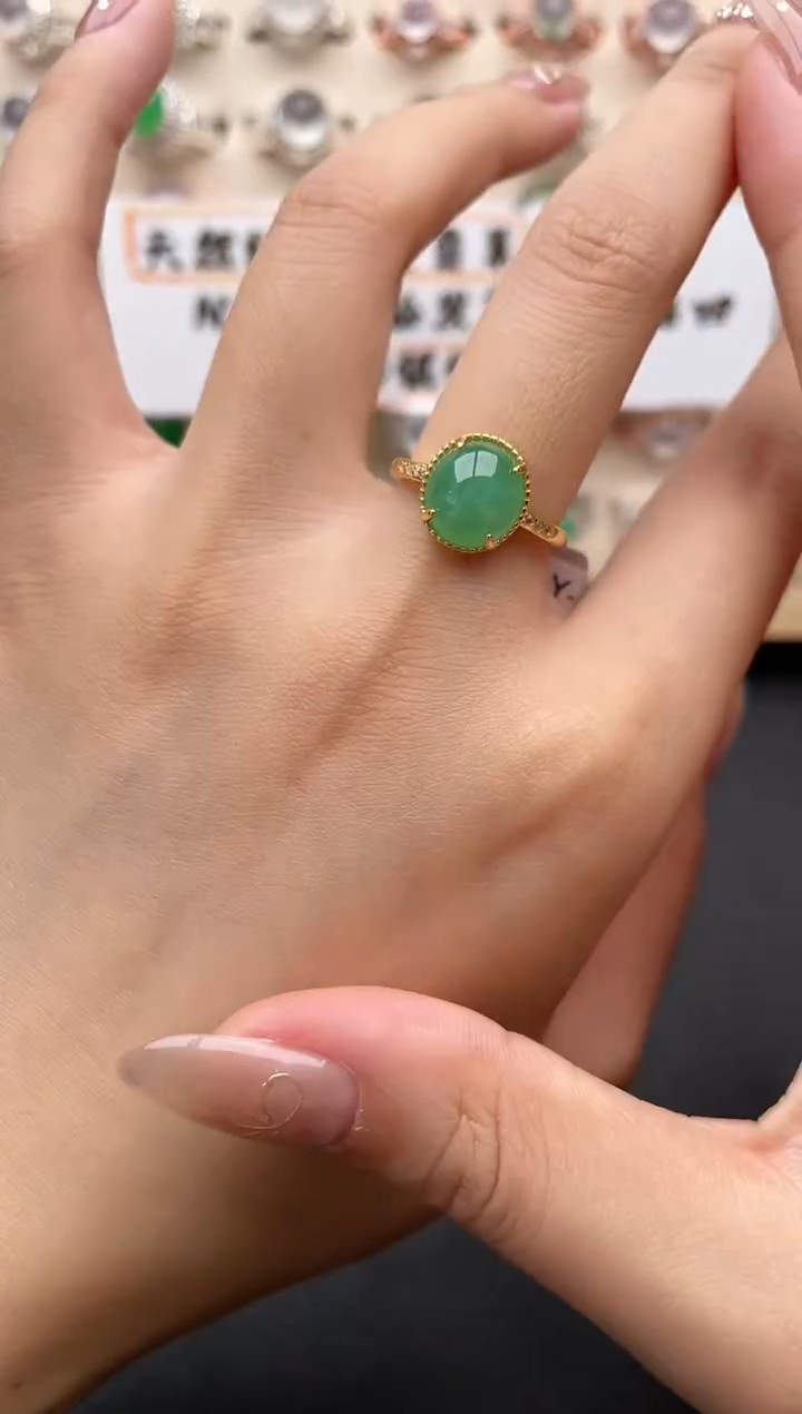 【闪购商品】翡翠戒指银S925镶嵌一物一证一礼盒