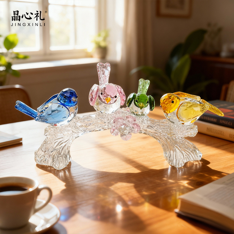 中式高档拱桥四鹊报喜客厅摆件精美雕刻手工工艺纯手工