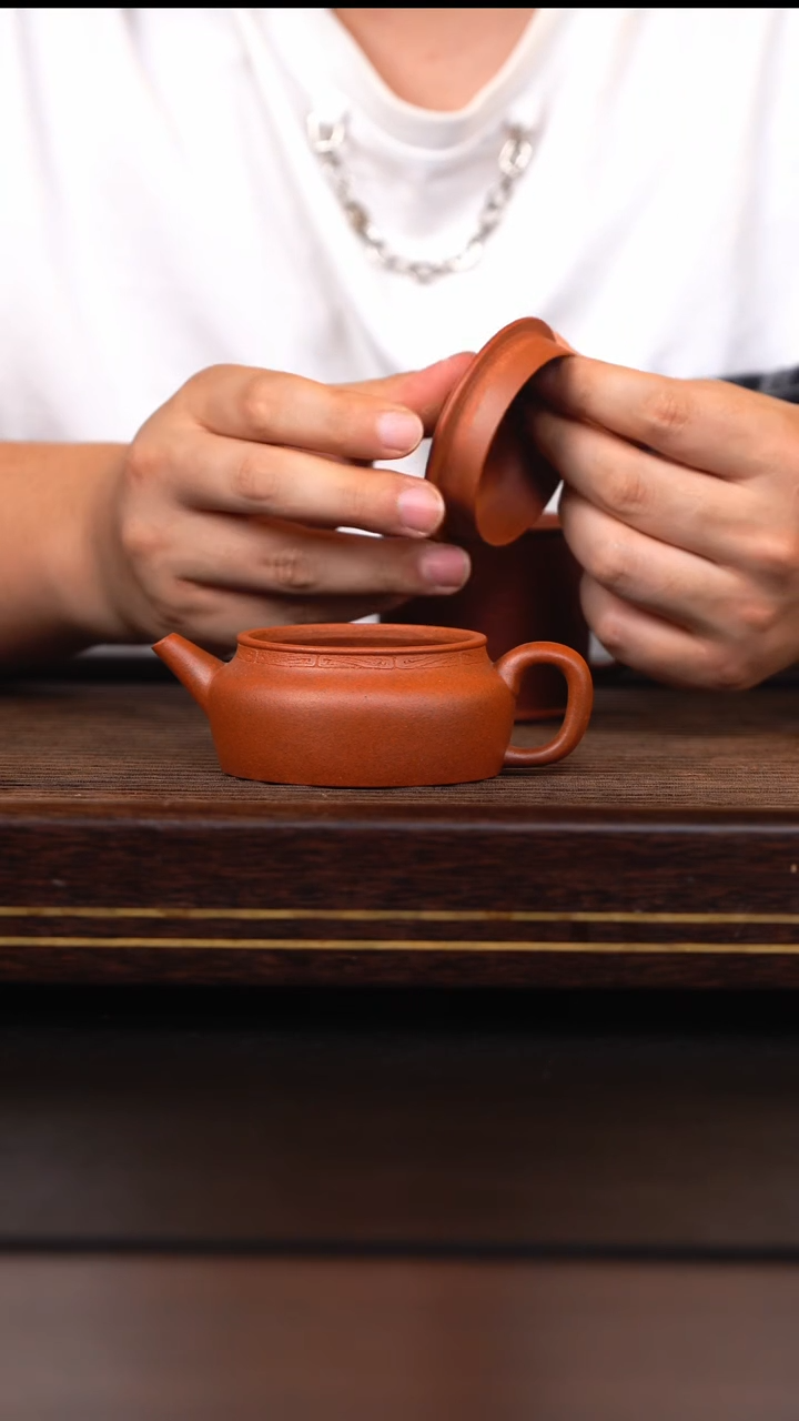 茶壶紫砂腾***线桃花泥退火复刻汉瓦