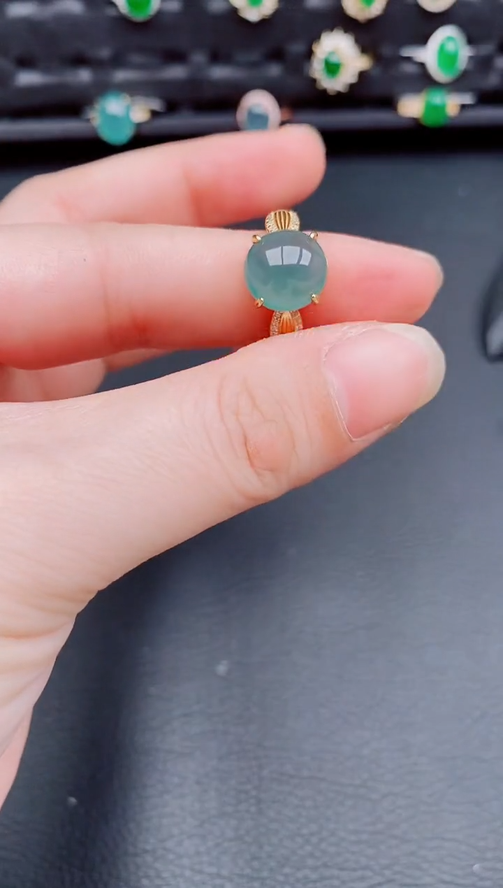 【闪购商品】翡翠戒指银S925镶嵌天然a货翡翠177