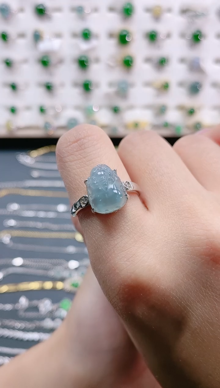 【闪购商品】翡翠戒指银S925镶嵌天然翡翠
