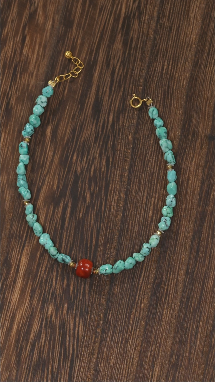 【闪购商品】绿松石手链18K金镶嵌1