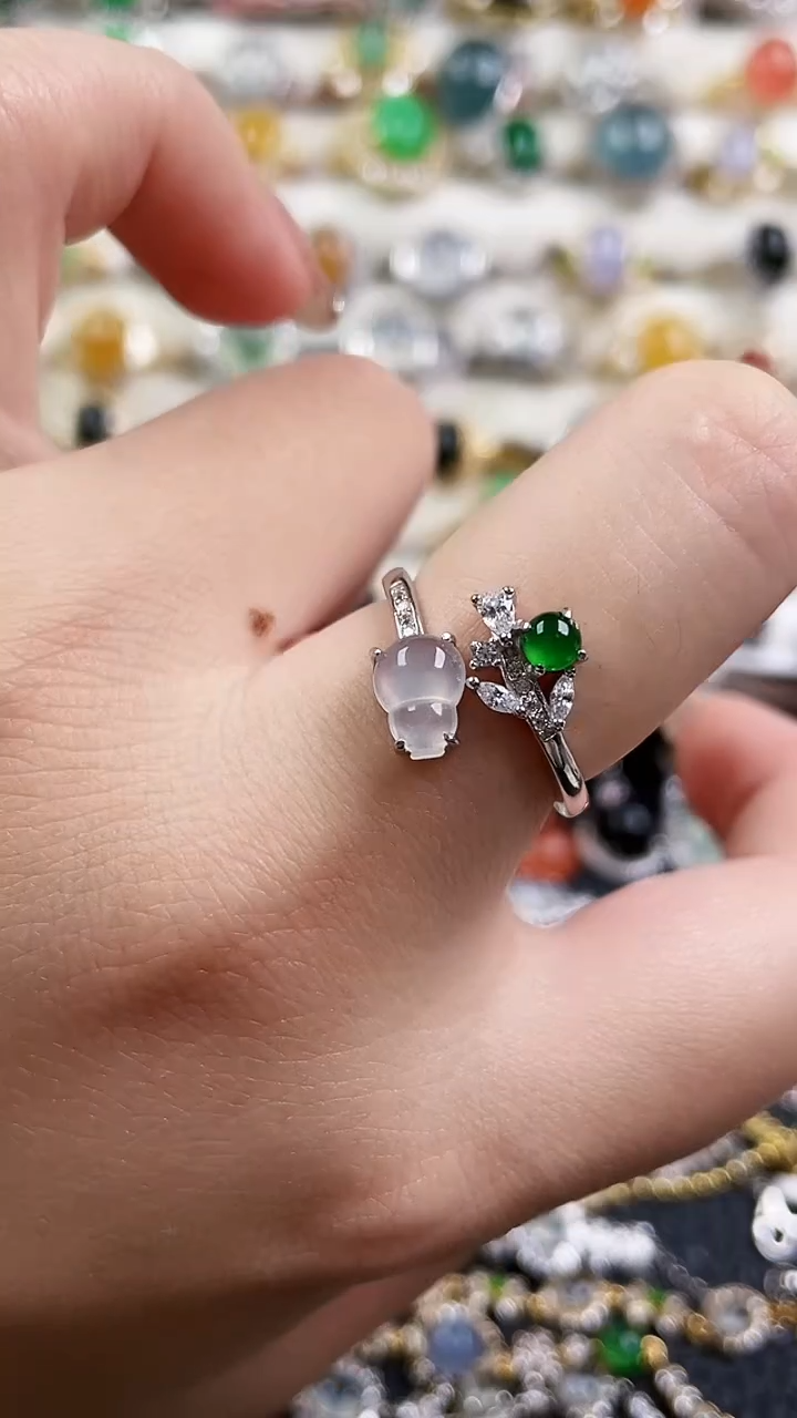 银S925镶嵌戒指翡翠132