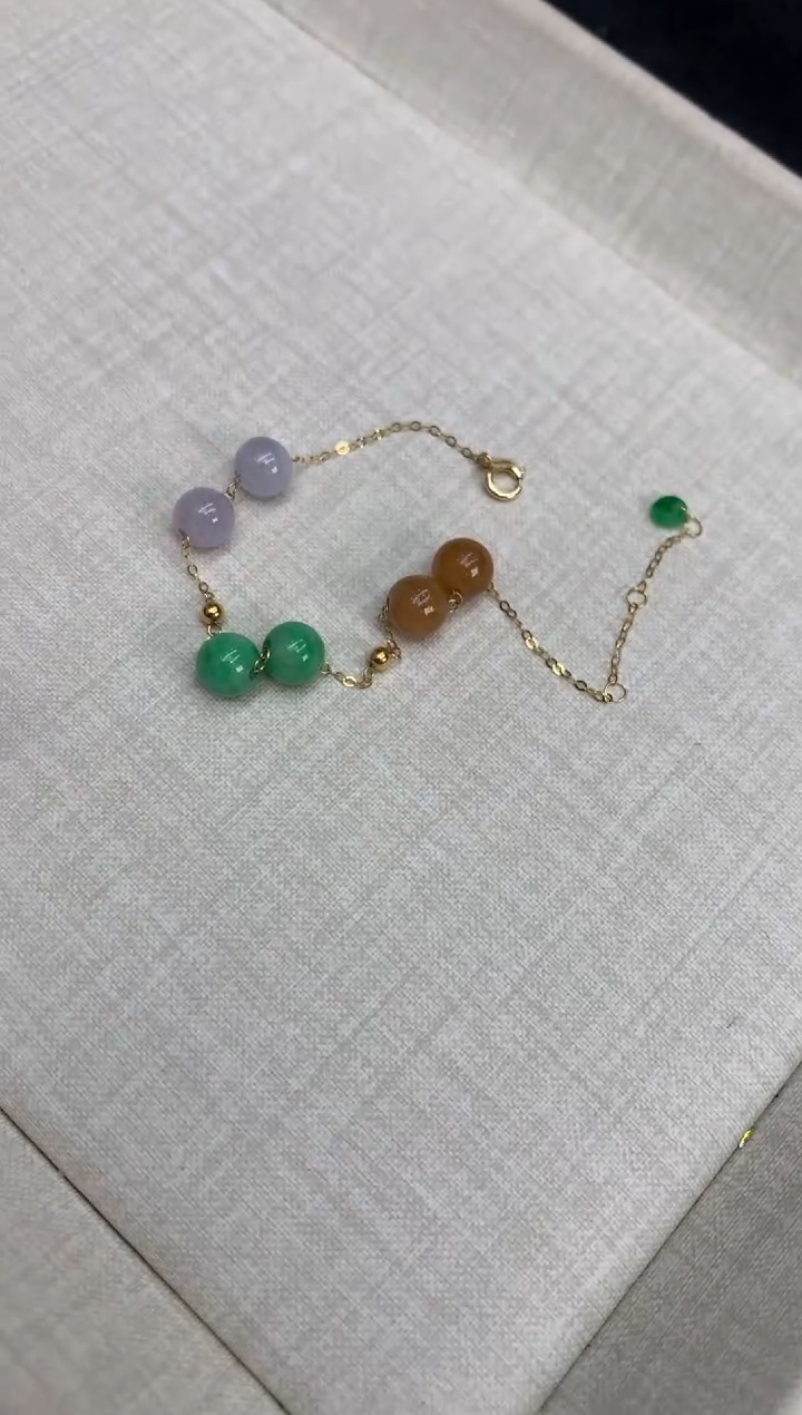 【闪购商品】翡翠手链18K金镶嵌手链