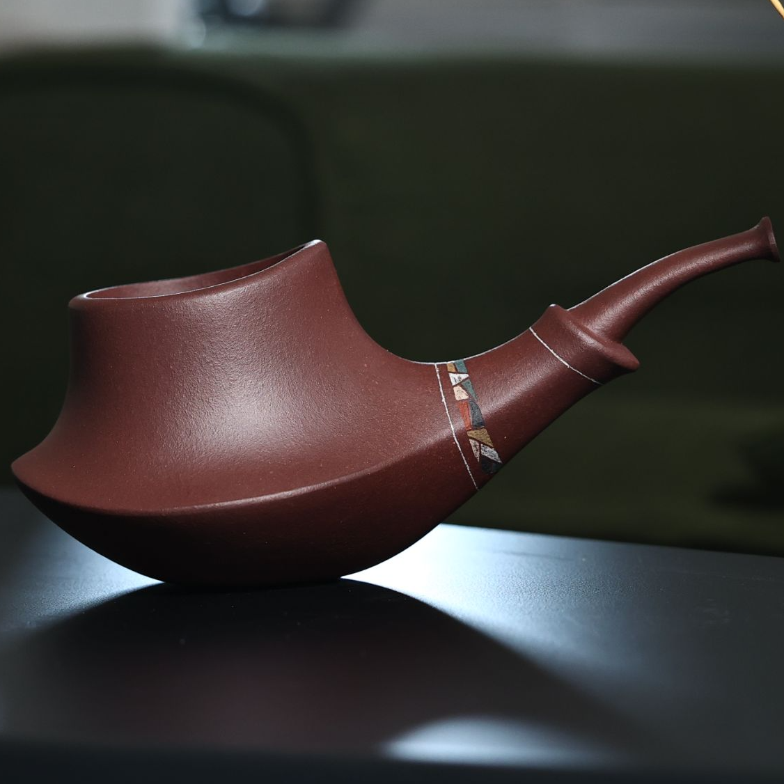 三川创新《法老》烟斗公道大号分茶器全手工刻绘加嵌泥小容量高档