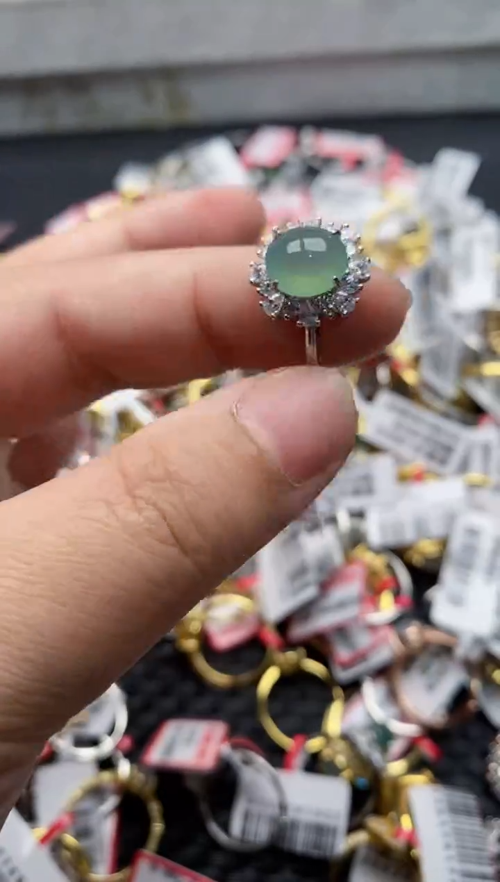 【闪购商品】翡翠戒指银S925镶嵌555555---4